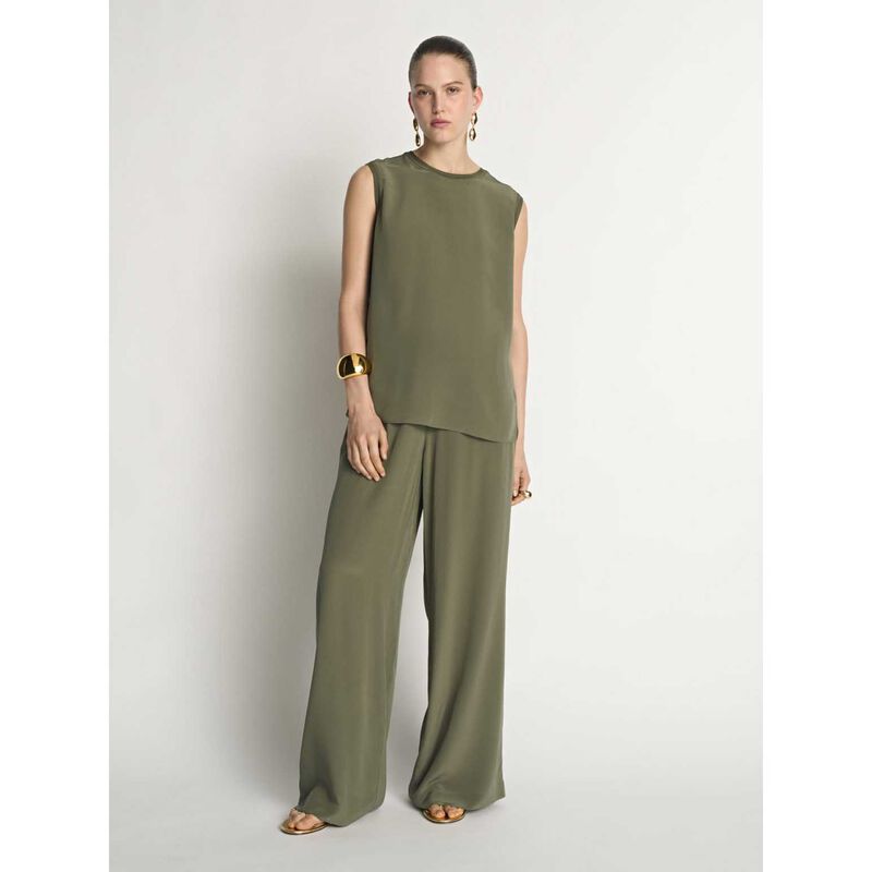 Veronika Maine Silk Rib Trim Tank image number 6